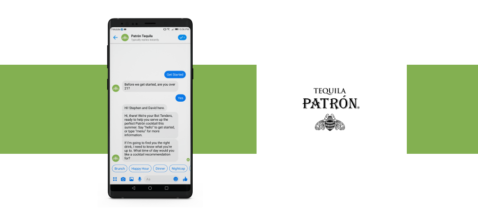 Patrón Tequila’s BotTenders Chatbot Example #8: Patrón Tequila’s BotTenders
